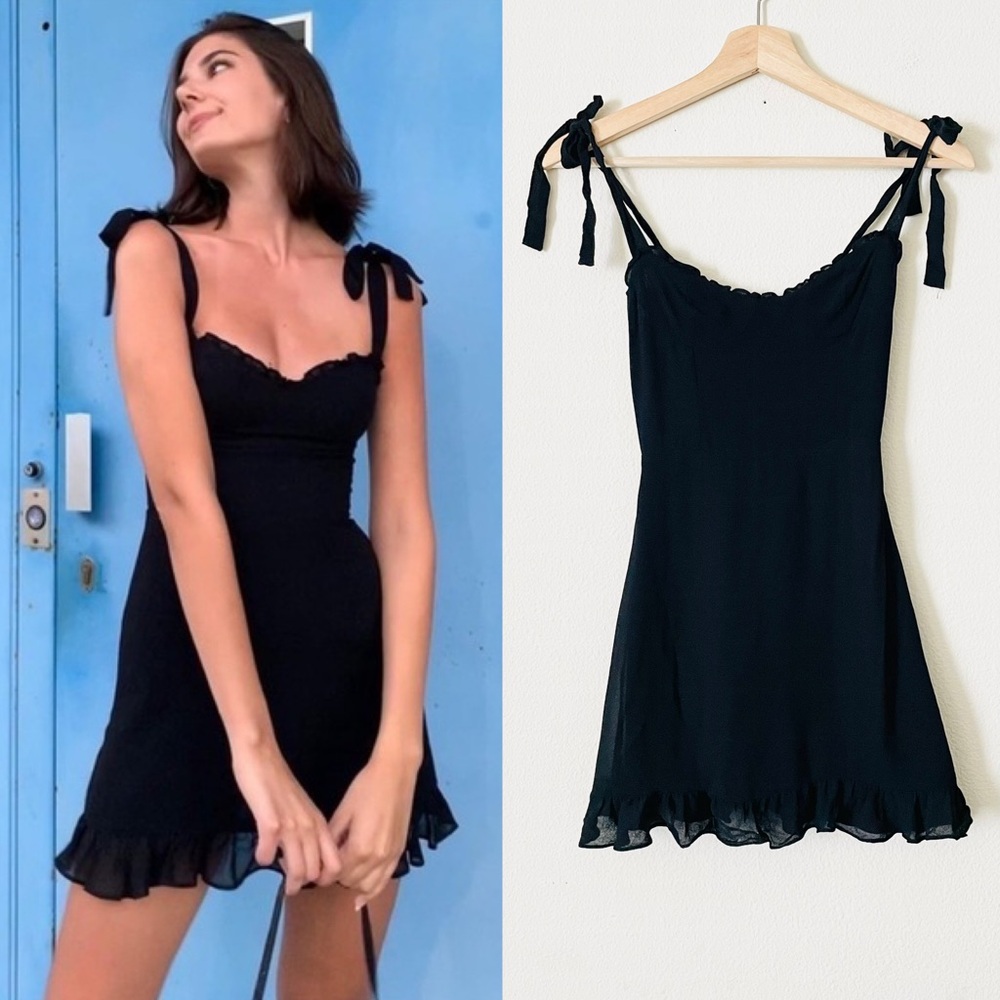 Reformation SIZE 00 Christine black sleeveless sweetheart neck mini dress